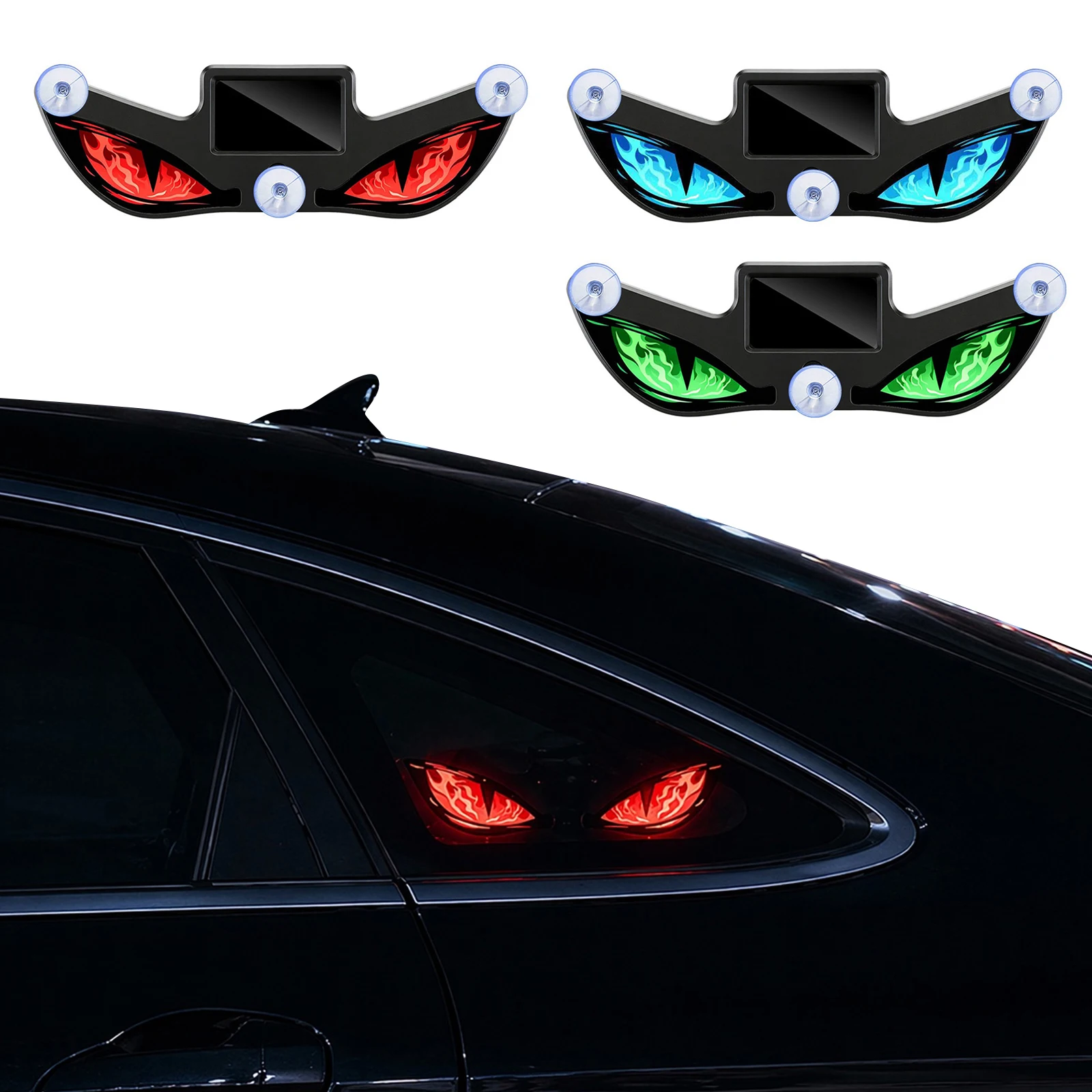 Solar Demon Eye Car Window Light USB Type-C Wireless LED Atmosphere Lamp RGB Breathing Auto Sensor