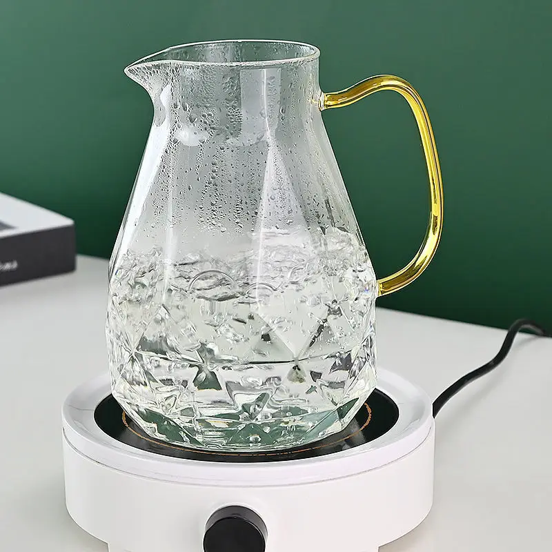 1.8l Large-capacity Clear Glass Water Pitcher with Handle Heat Resisttant Cold Hot Kettle Tea Pot Water Bottle Juice Jug