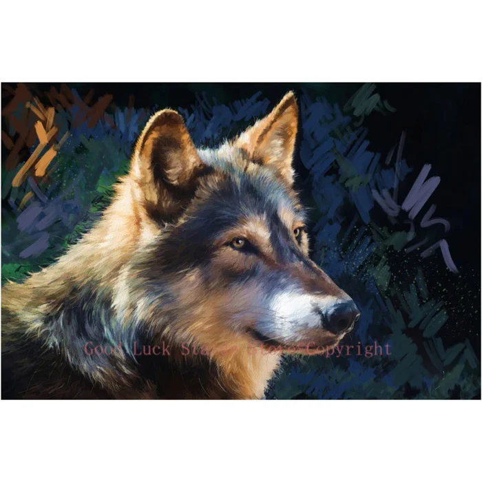 TOP COOL original art oil painting -hand painted art -wolf animal oil painting-- FREE SHIPPING COST # 32