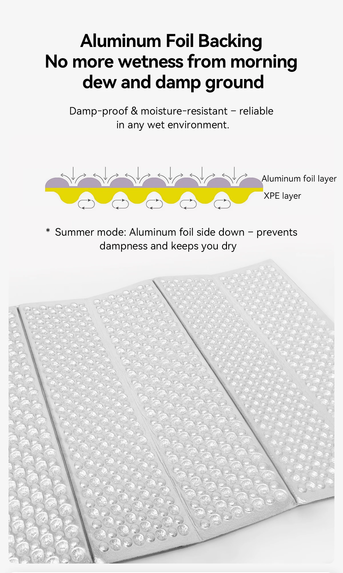 WESTTUNE Aluminiumfolie Eierkarton-Schlafmatte Tragbare Faltbare Isolierte Campingmatte Feuchtigkeitsbeständige Isoliermatte zum Wandern – Detail 7
