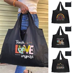 Shopping Bag Tote Folding Pouch Handbags Storage Shoulder Bag Large-Capacity Travel Grocery Storage Teacher Series Beach Bag