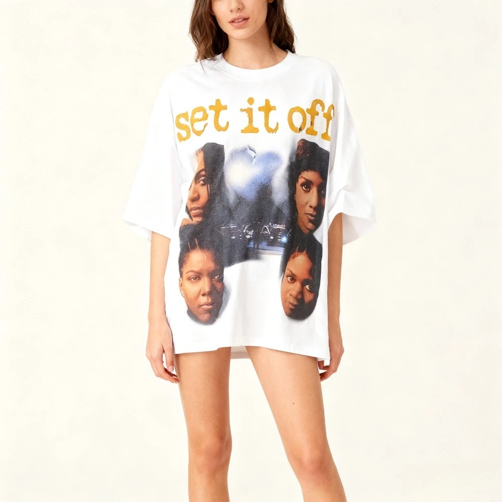 Retro-stijl uit de jaren 90 en jaren 2000 "Set It. Uit." film T-shirt retro Y2K los streetstyle patroon heren- en dames-T-shirt