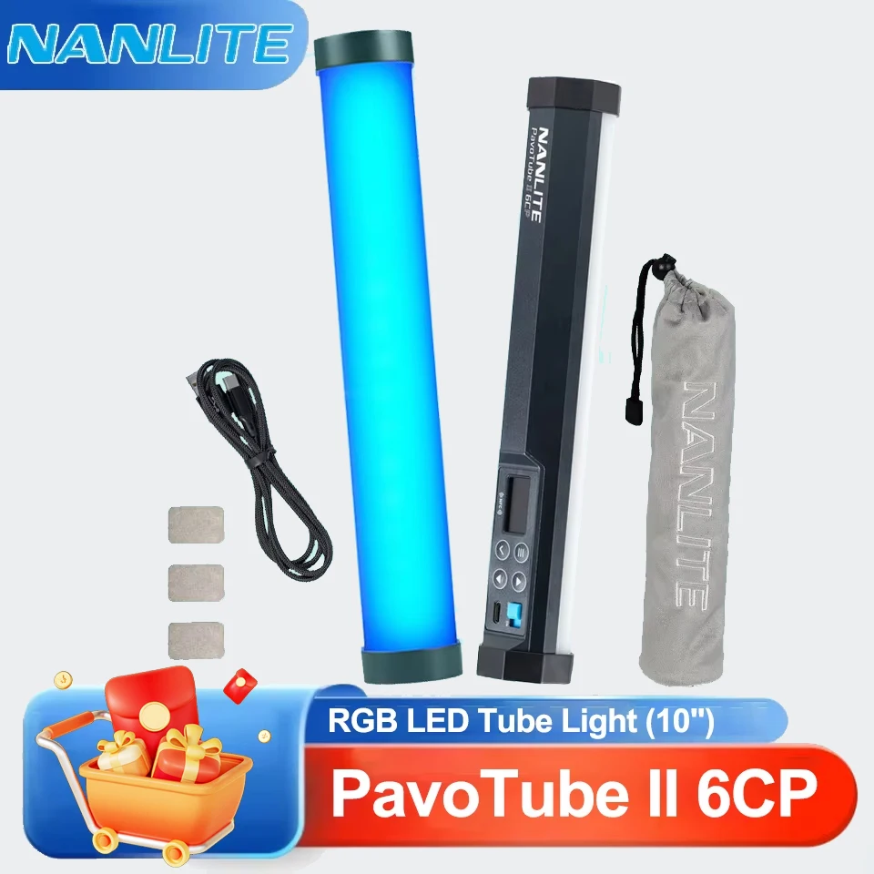 

Nanlite PavoTube II 6CP Full Color RGB LED Tube Light Handheld Lighting Sticker Outdoor Night Photography Portable Fill Light
