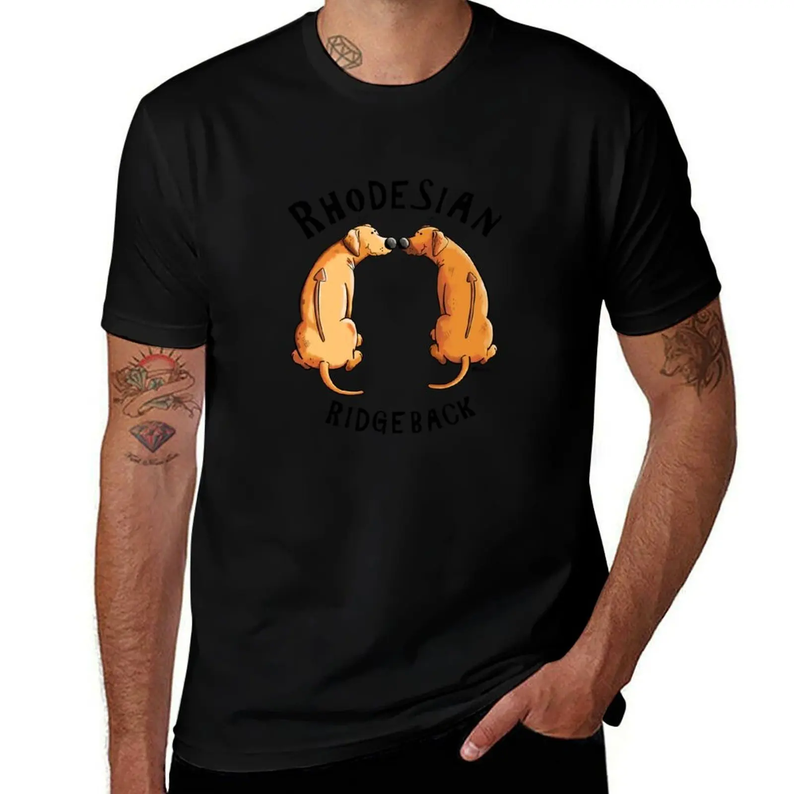 

Two funny Rhodesian Ridgeback Dogs T-Shirt graphic t shirts for man black cotton t-shirt plain for man package T-Shirt