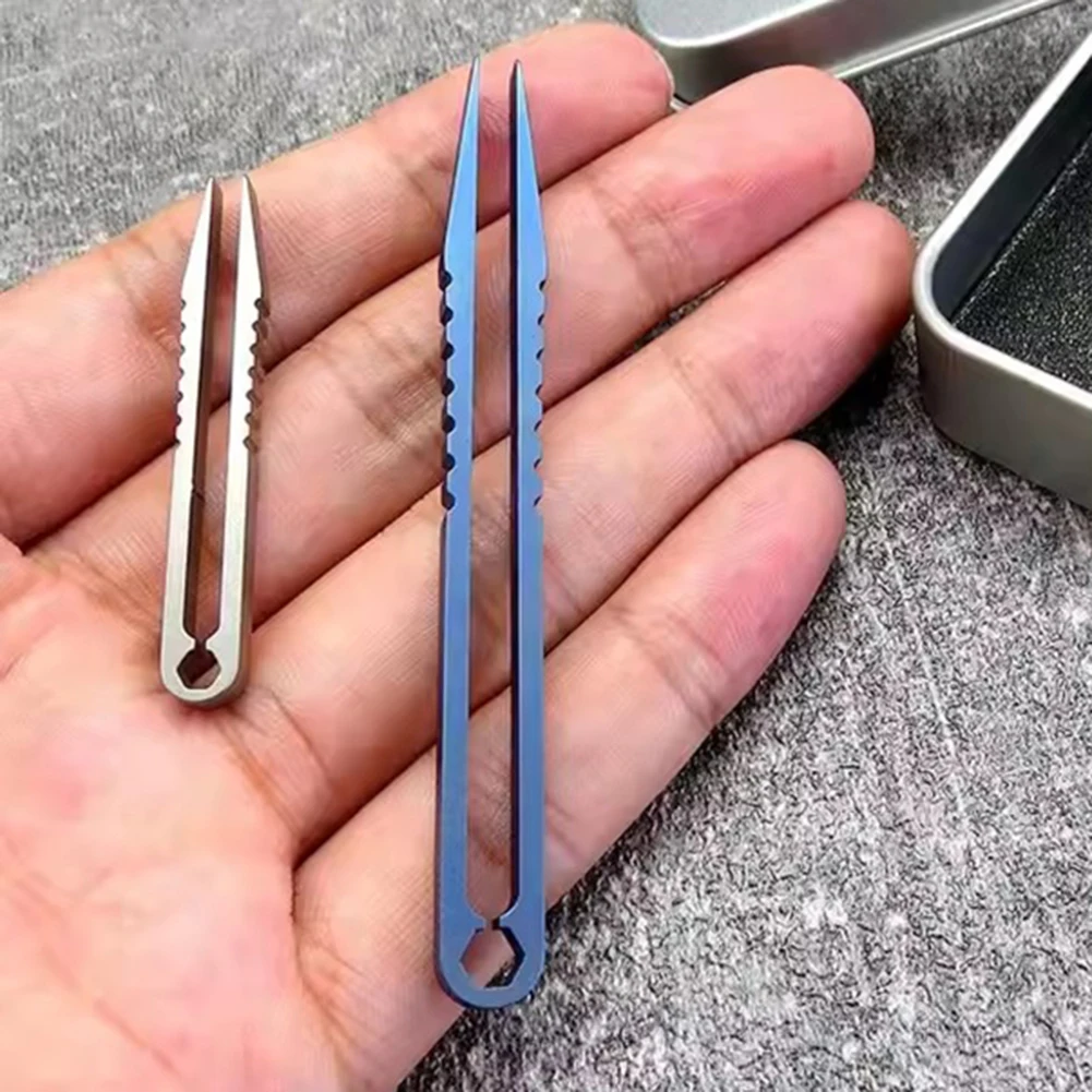 Portable Titaniums Alloy Tweezer Lightweight Compact Tweezer with Precision-Grip Hand Tool for Outdoor Survival Travel