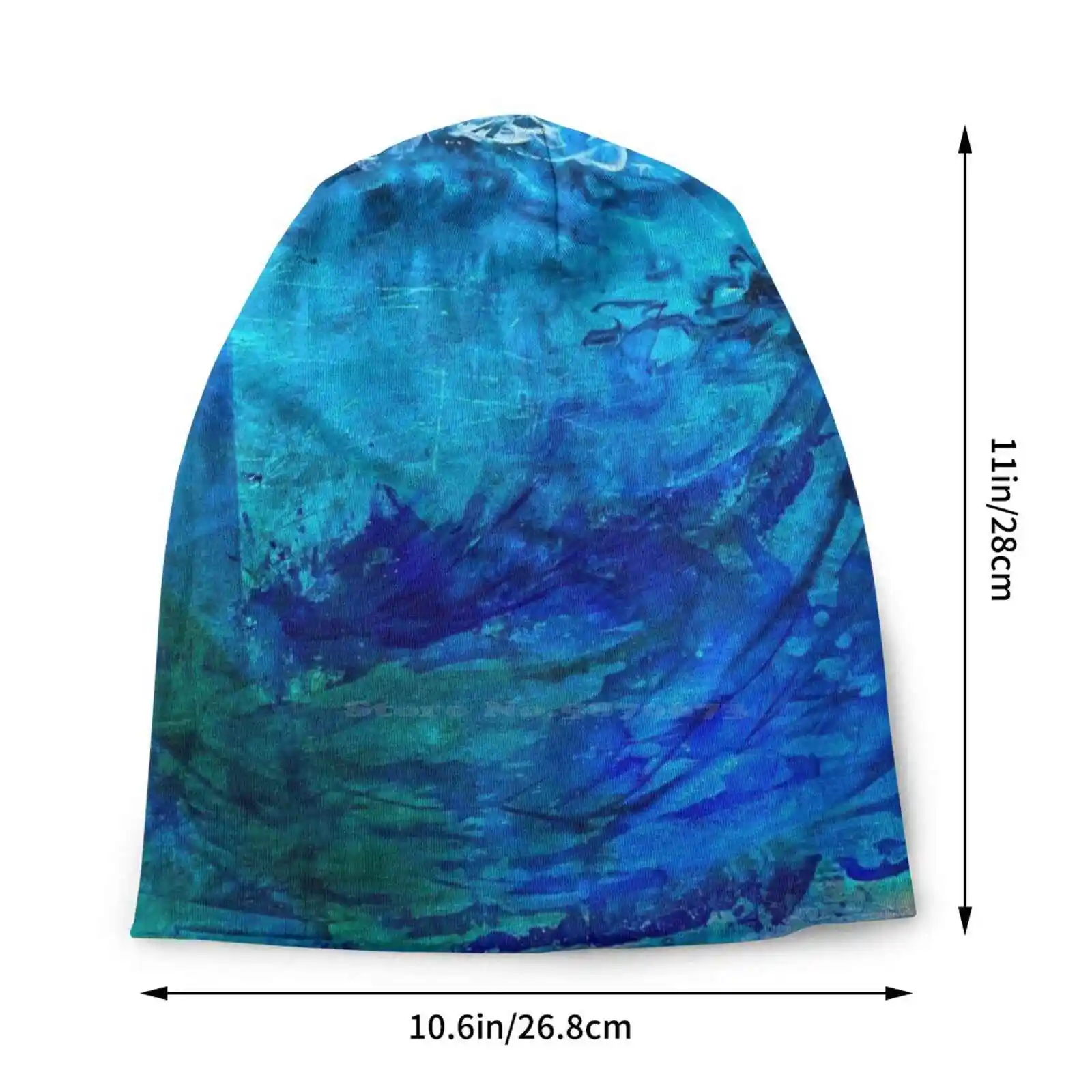 Water As Rain Ocean Clouds Knitted Hat Warm Beanie Outdoor Caps Wave Ocean Rain Cloud Abstract Bluegreen Water Cycle Land And