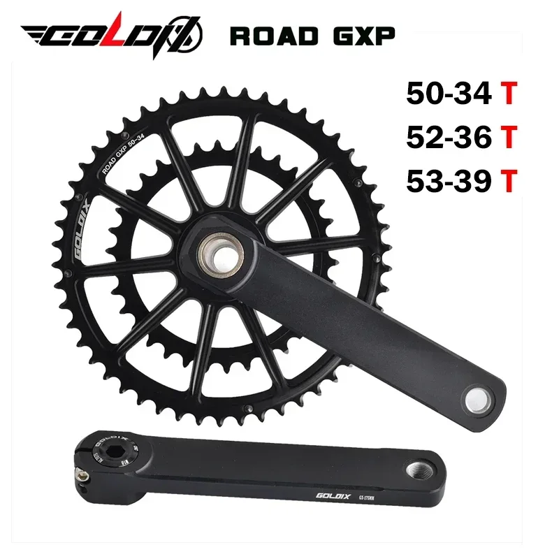 GOLDIX 165/170/172.5/175mm Road Bike Crankset arms double Chainring 50-34T/52-36T/53-39T For Directly install the crankshaft