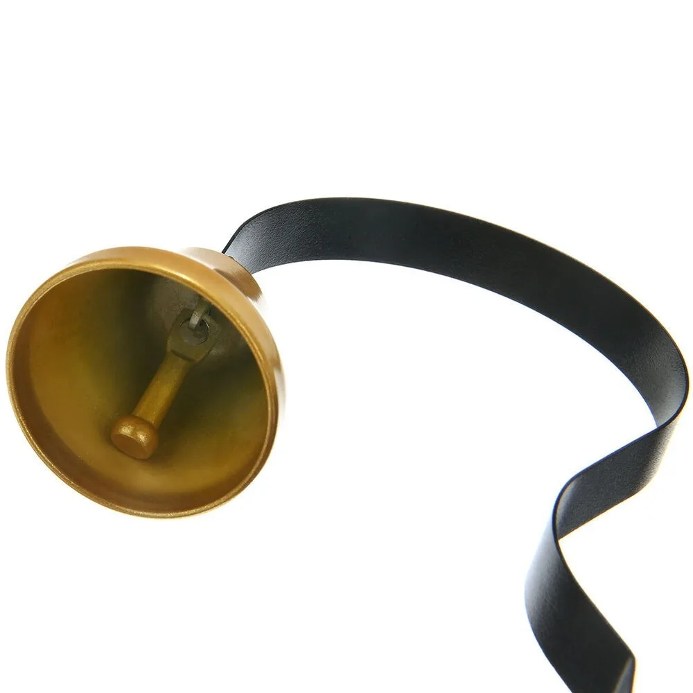 Brass Hanging Door Bell Clear Tone Loud Sound Wall Mount Shop Bell Hanging Design Curved Metal Support Entry Alert Bell - view 4