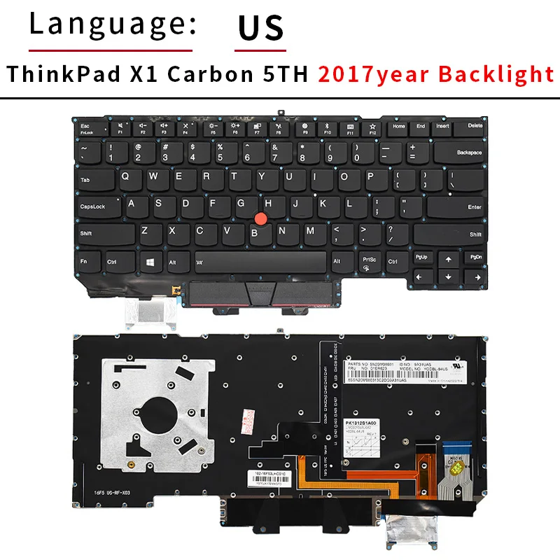 Teclado para portátil Lenovo ThinkPad x1 Carbon Gen5 Gen6 5th Gen 5 6 2017 2018, con retroiluminación rusa, nuevo