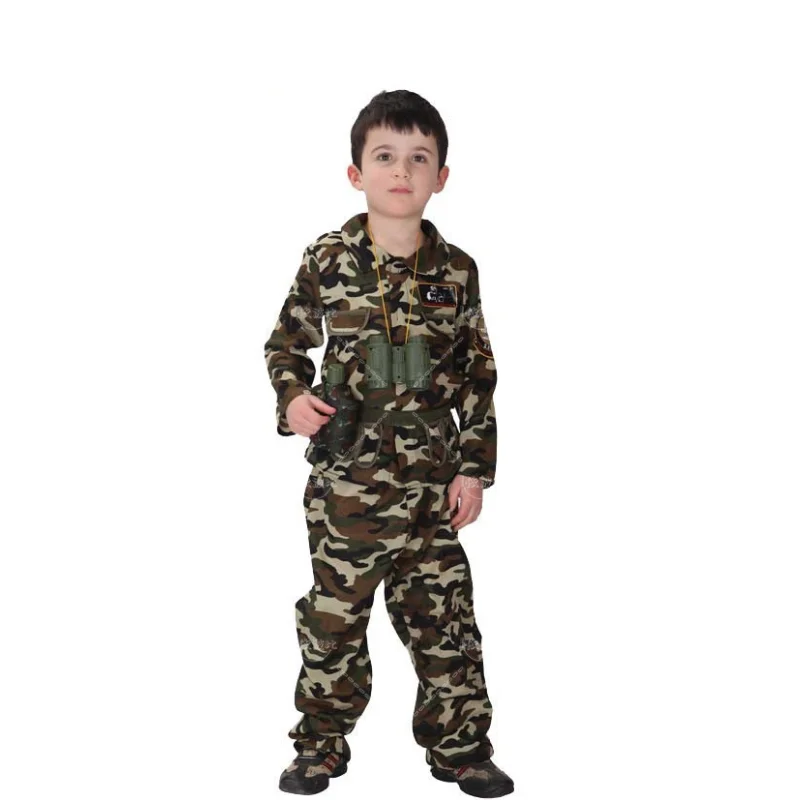 Kids Special Forces Boys Soldier Costume for Girls Army Military Camouflage Occupation Child Uniform Game Role Play Fancy Unifor