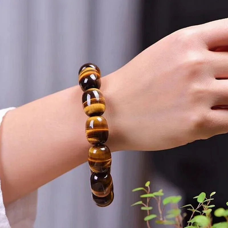 

Feng Shui Gift Natural Tiger Eye Bucket Beads Crystal Bracelet for man and women good Lucky Amulet Jewellery