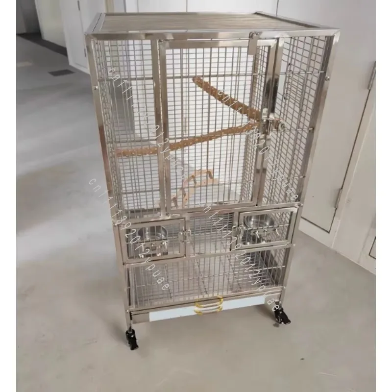 Large Stainless Steel Bird Cage Luxury Breeding Aviary for Parrot Pet Raising