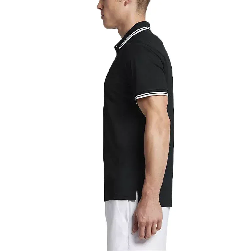 Polo de manga corta con solapa para hombre, camisa transpirable a rayas con botones, informal, de negocios, a la moda, 2024