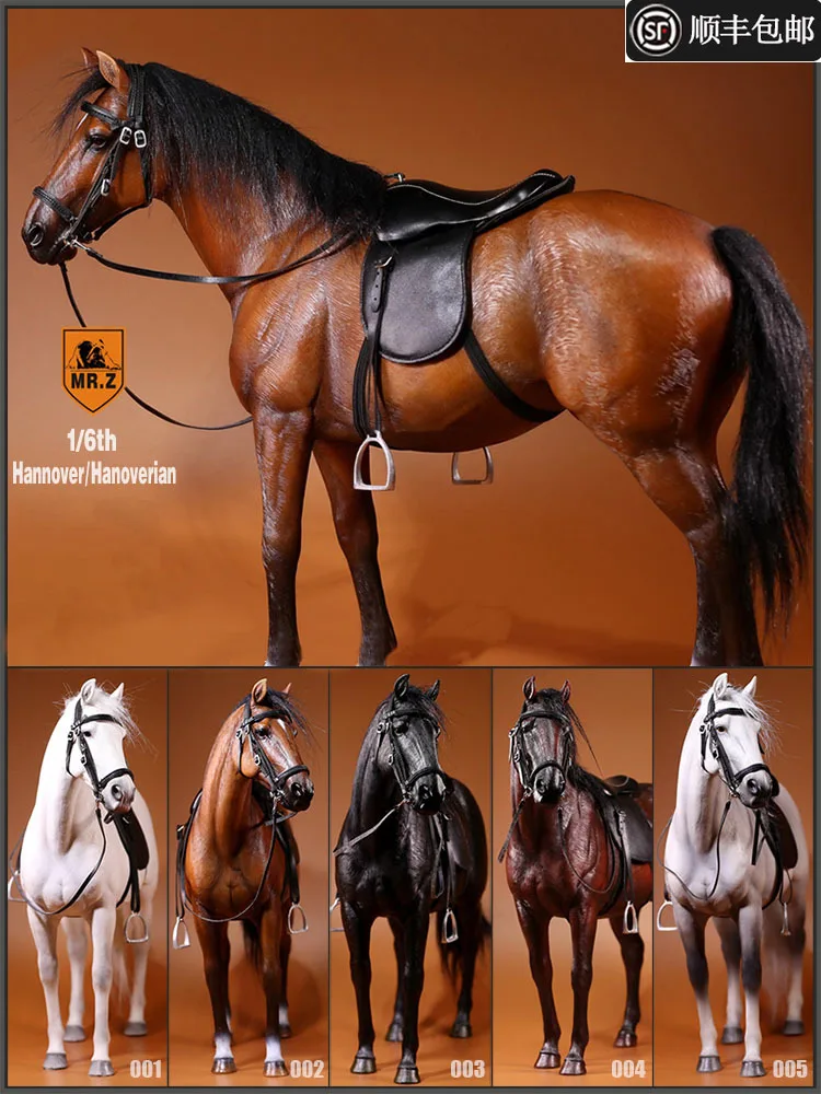 Simulation of Hanover Warm-blooded Horse Model Ornaments with 1/6 Soldiers and Horse Hand Toy Sculpture