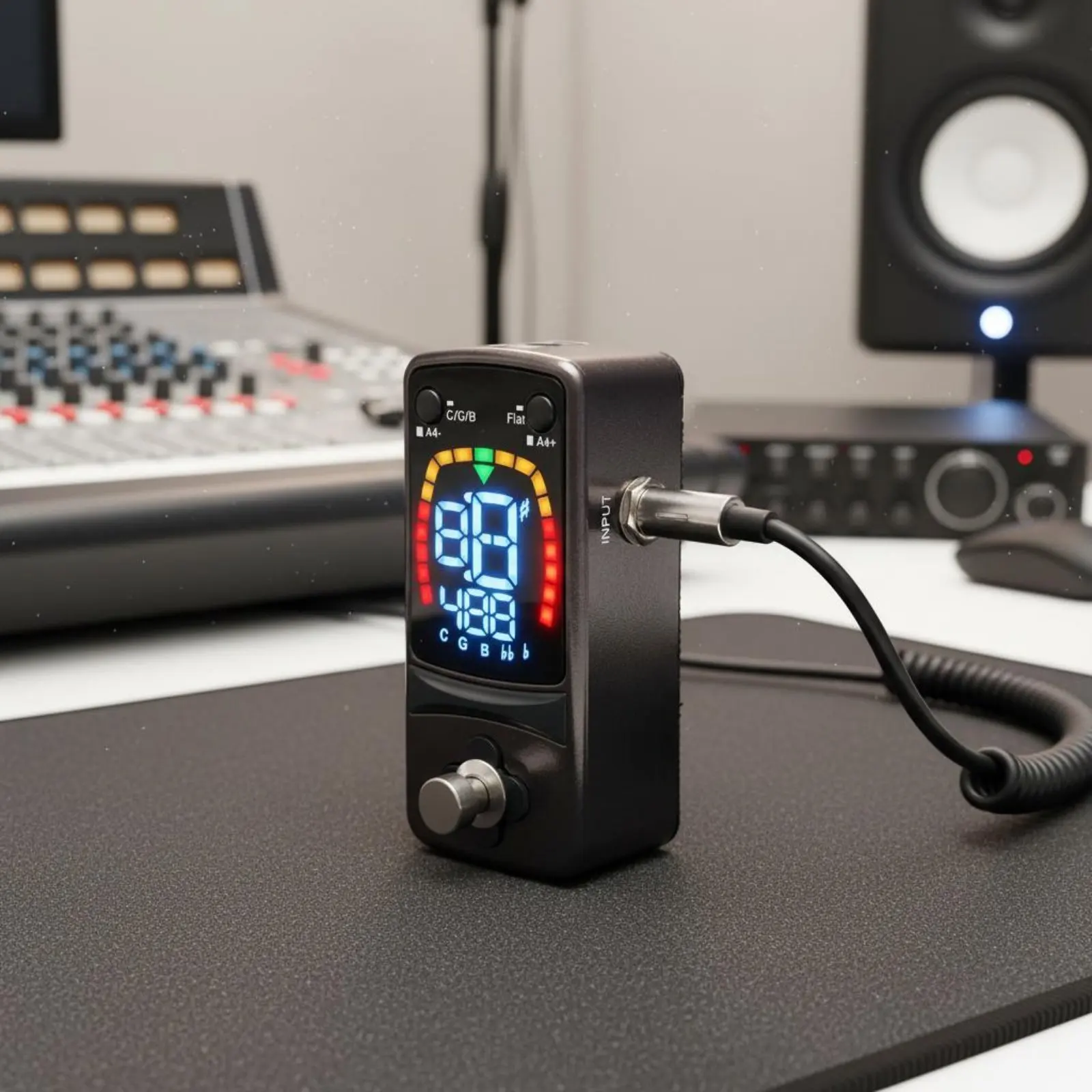 クロマチックペダルチューナー高品質サウンドミニペダルチューナー音楽アクセサリーカラーディスプレイトーンキャリブレーションステージ、リハーサル用