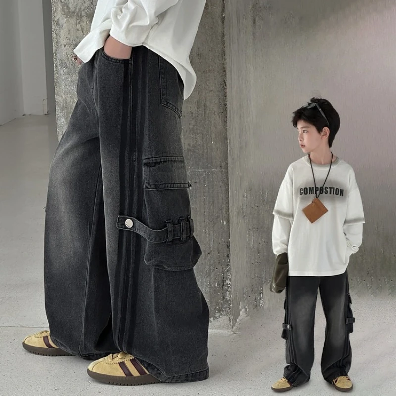 

Boys' Trousers 2026 Autumn New Big Kids Jeans Cool Heavy-Duty Cargo Pants, Clothing Collection
