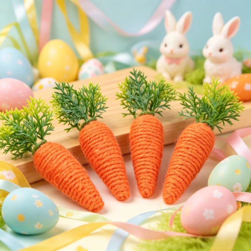 

4Pcs Mini Simulated Carrot Ornaments,European and American Style Home Desktop Decorations,Cute Small Ornaments for Festive
