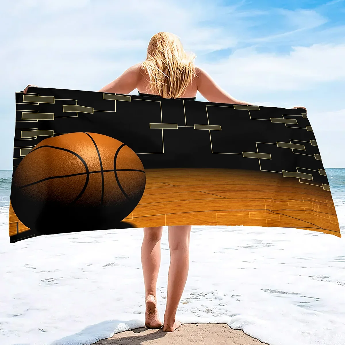 Basketball Large Beach Towel,Soft and Quick Dry Oversized Bath  Soft Microfiber  for Sports Girls Teens Adults Men