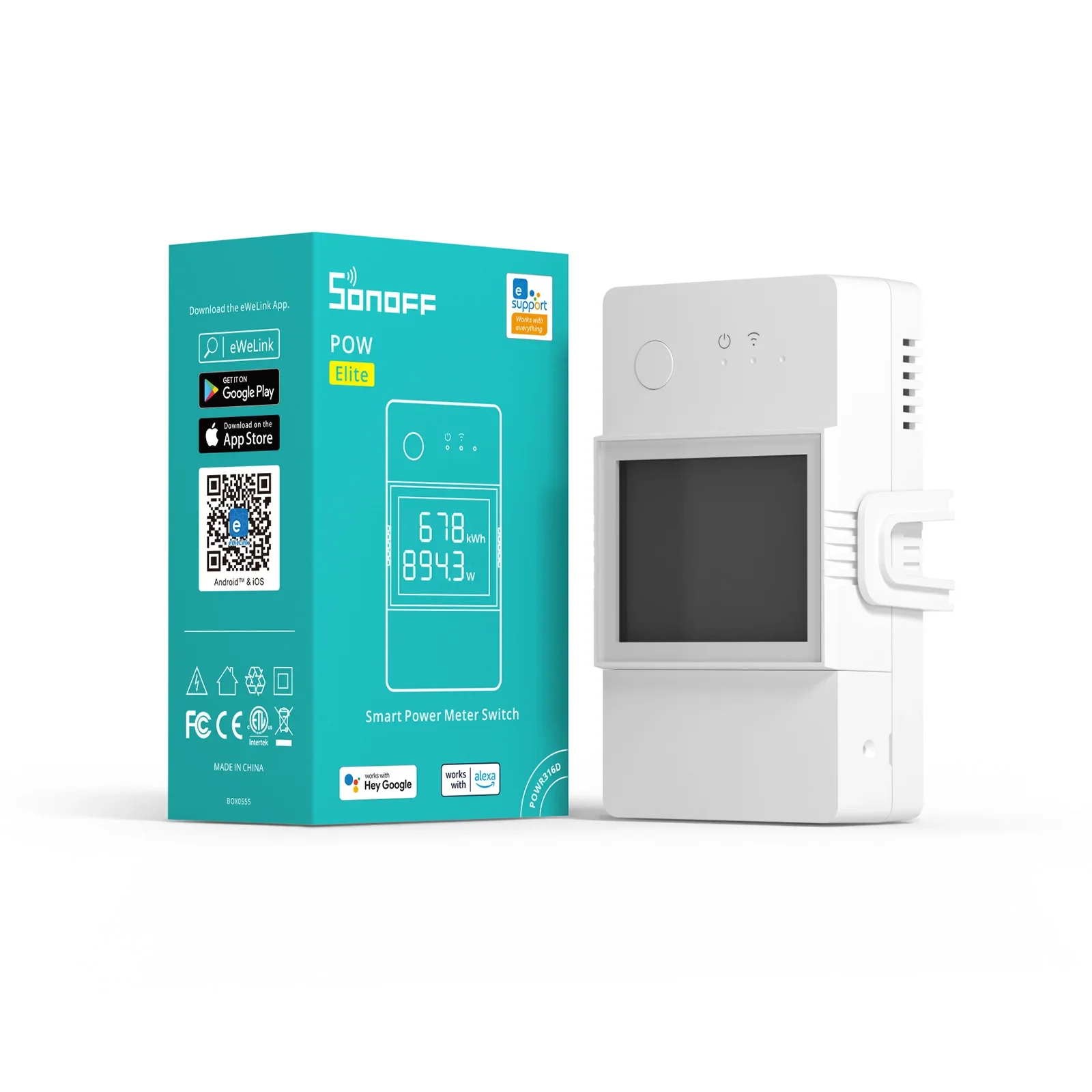 

SONOFF POW Elite Smart Power Meter Switch 16A/20A Wi-Fi Smart Home Switch ЖК-экран работает с приложением Alexa Google Home eWeLink