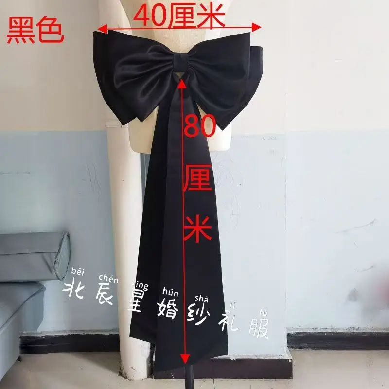 

Wholesale Black Satin Bow Wedding Dress Belt Ribbons Bridal Detachable Knots Ladies Knots Weddving Accessories Customization