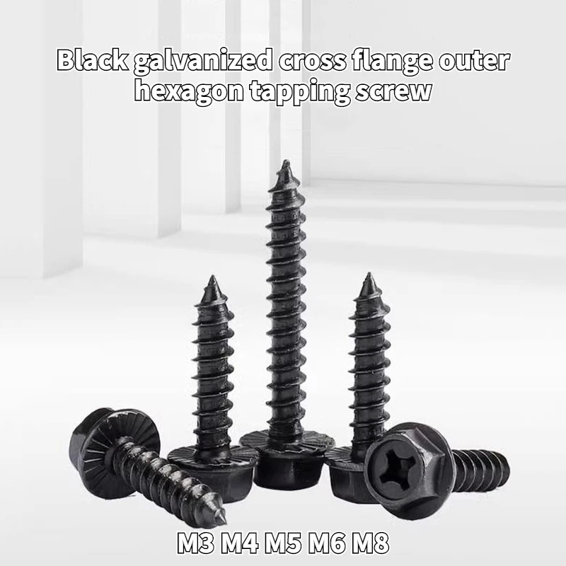 أسود المجلفن عبر شفة الخارجي سداسية التنصت مسامير الأسود المجلفن الأثاث المنجد مسامير الخشب M3 M4 M5 M6 M8