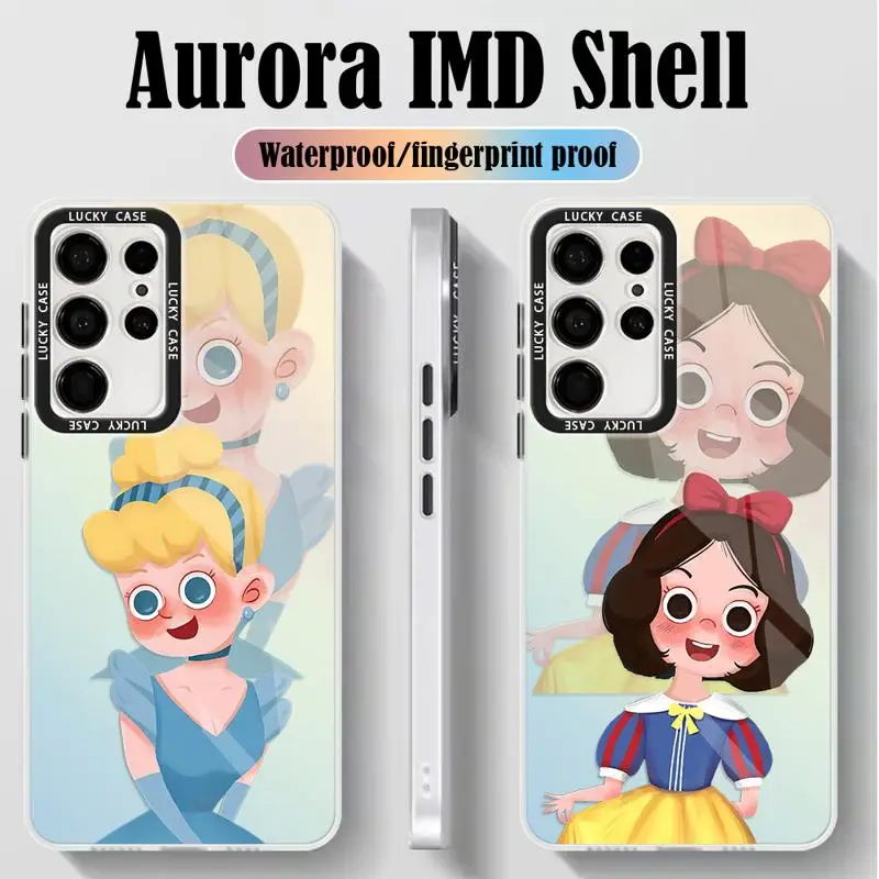 Cinderella Snow White Rapunzel Phone Case for Samsung Galaxy S24 S23 Ultra S22 Plus S21 S20 FE A50 Iridescent Laser Funda