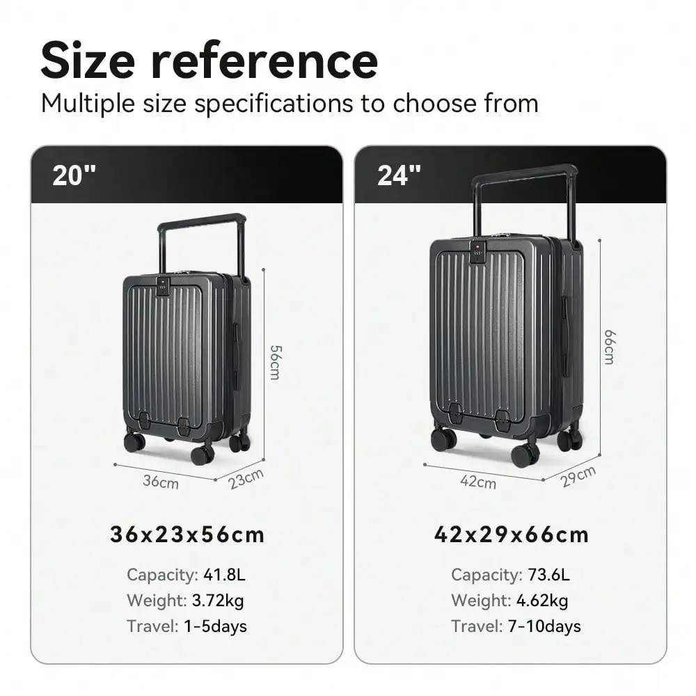 20/24-Inch Premium Hard-Shell Carry-On Suitcase,Checked Luggage Set With USB Port Luggage And Combination Lock, Smooth 360° Double Spinner Wheels