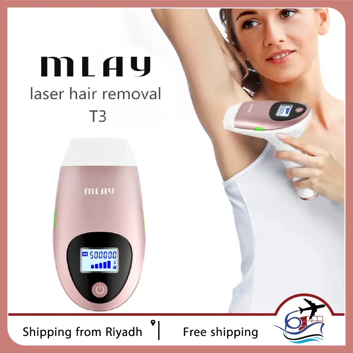 MLAY T3 Laser IPL Hair Removal with Automatic Continuous Flashes Home Use Pink