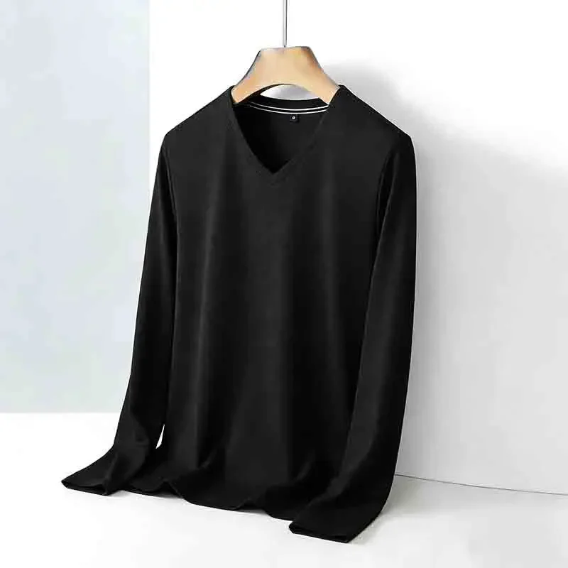 Immagine 5: Maglione da Uomo Grigio Chiaro con Scollo a V e Maniche Lunghe, Comodo e Casual per Tutte le Occasioni, Adatto a Tutte le Stagioni
