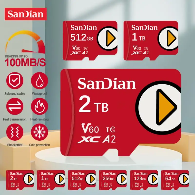 Original Memory Card 128GB Class 10 V60 TF Card 1TB Mini SD Card 512GB 256GB A2 U3 Micro Card 2TB High Speed TF Card NEW