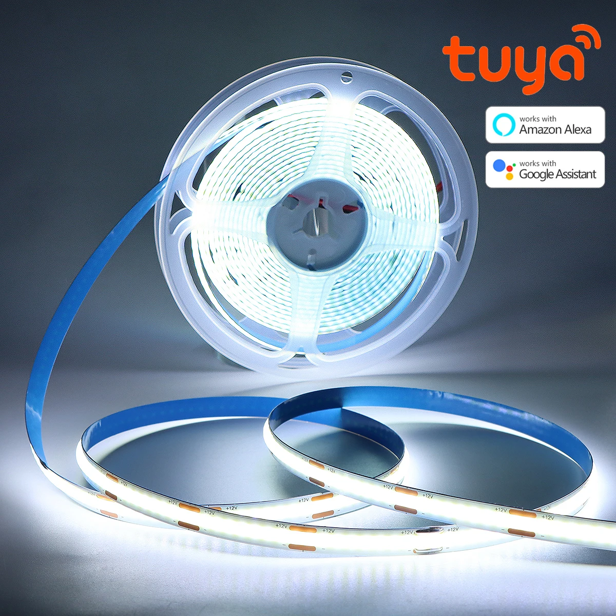 Tuya Wifi Address LED Strip 12V COB Diode Tape High Density Flexible RA90 Tape Room Lighting Backlight Decor For Alexa Google