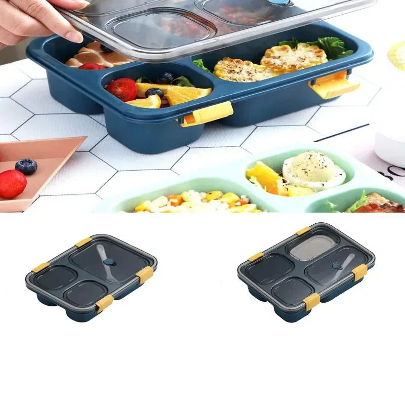 

Ланч-бокс с тремя отделениями для студентов, герметичный контейнер для супа, пластиковая посуда для кухни, контейнер для еды, пригодный для микроволновой печи