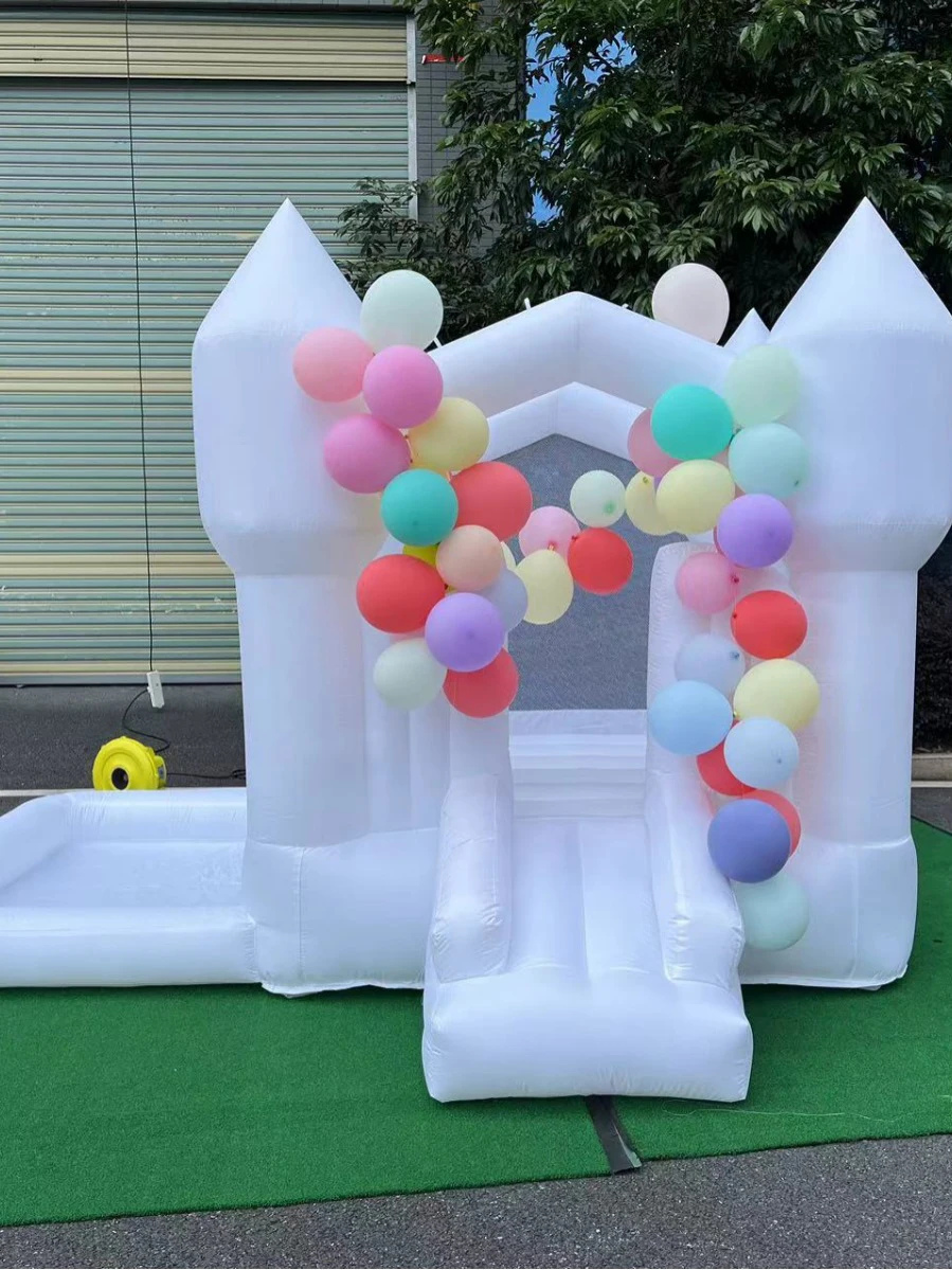 Small Inflatable castle trampoline with slide and ball pit Wedding party event birthday gift playground kids toy Jumping bed