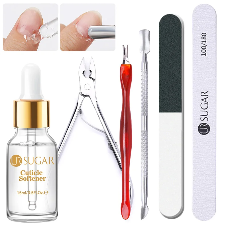 

UR SUGAR 15 мл набор для ухода за ногтями, набор смягчающих масел для кутикулы, отшелушивающий крем для омертвевшей кожи, толкатель для полировки ногтей, средство для удаления, лечение ногтей, маникюр