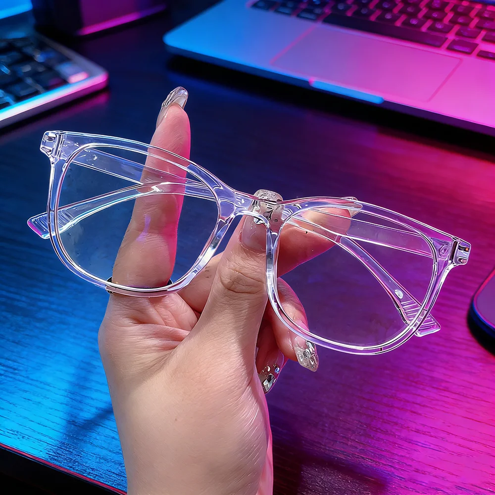 

Прозрачные круглые компьютерные очки в оправе для женщин и мужчин, круглые очки с защитой от синего света, блокирующие оптические очки для очков