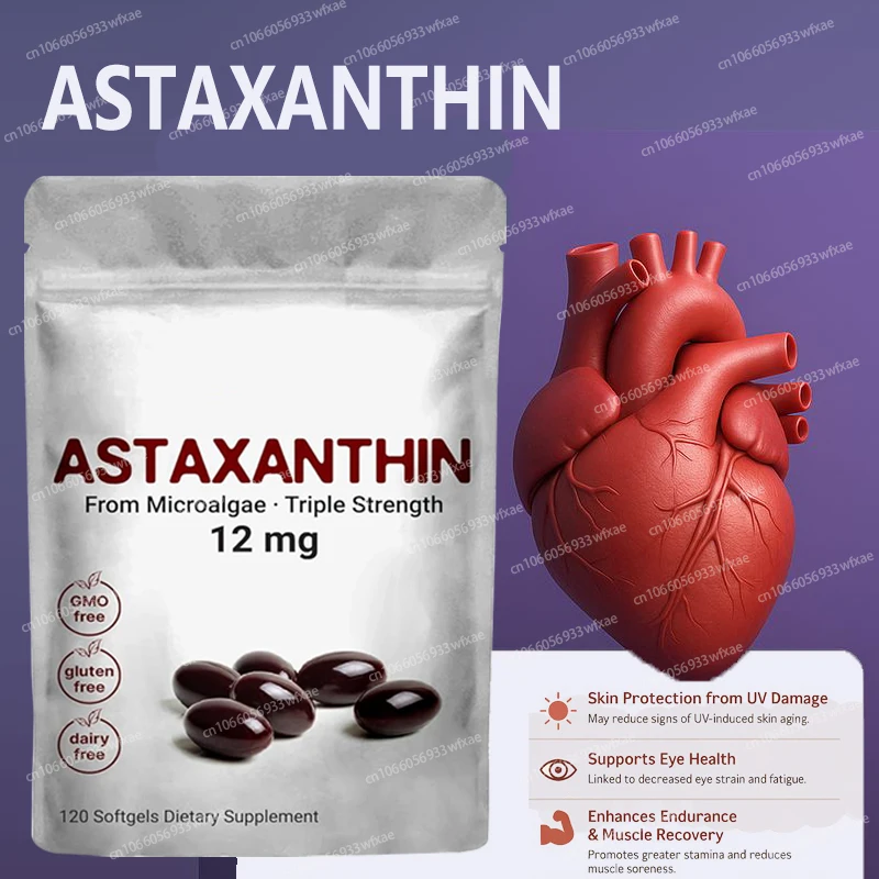 

120Pcs Astaxanthin Supplement with Ashwagandha Extract Support Eye, Skin, Joint and Immune System Health Support Vision