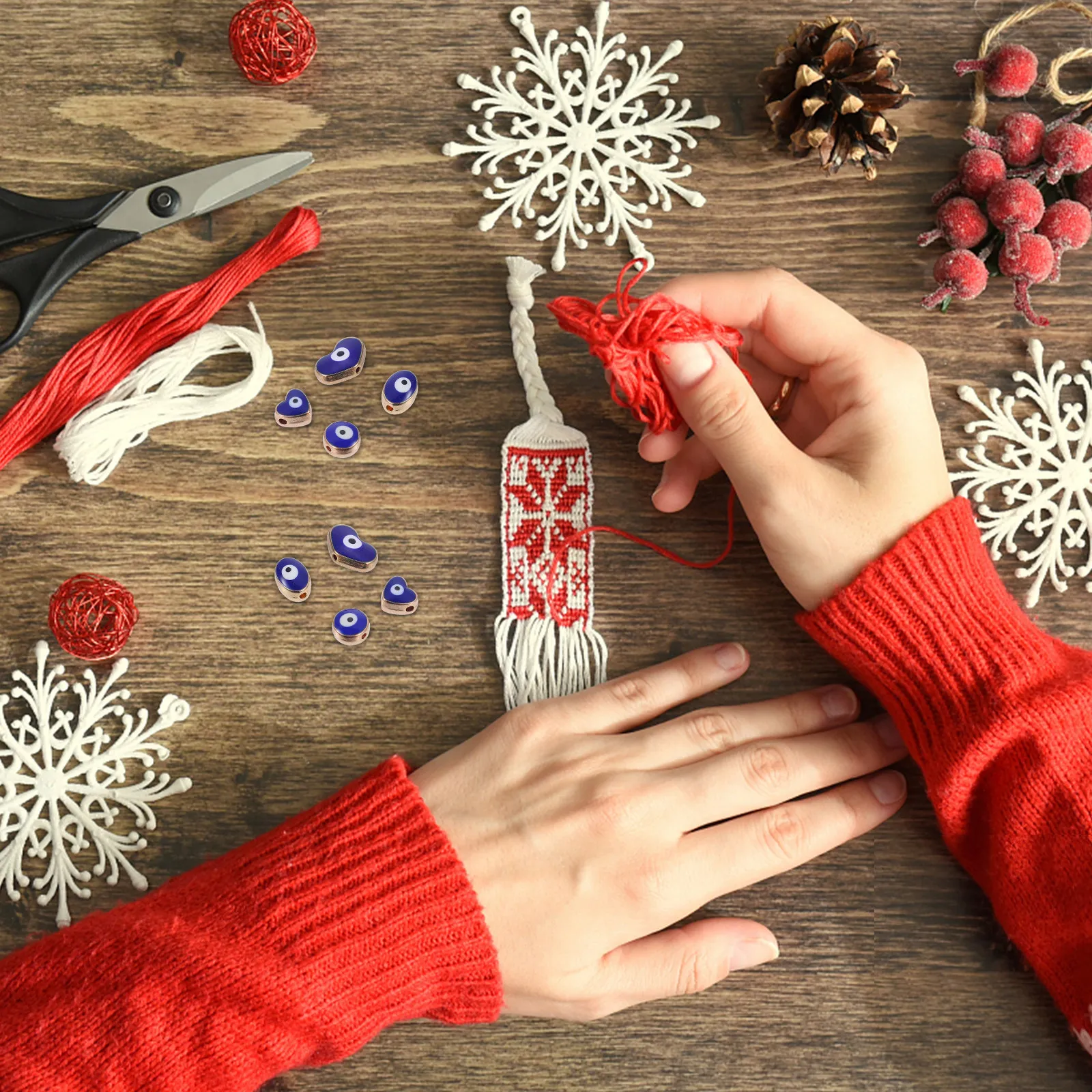 

40Pcs Handmade Evil Eye Beads Delicate DIY Jewelry Scattered Beads Charms Accessories Evil Eye Decor DIY Bead Material