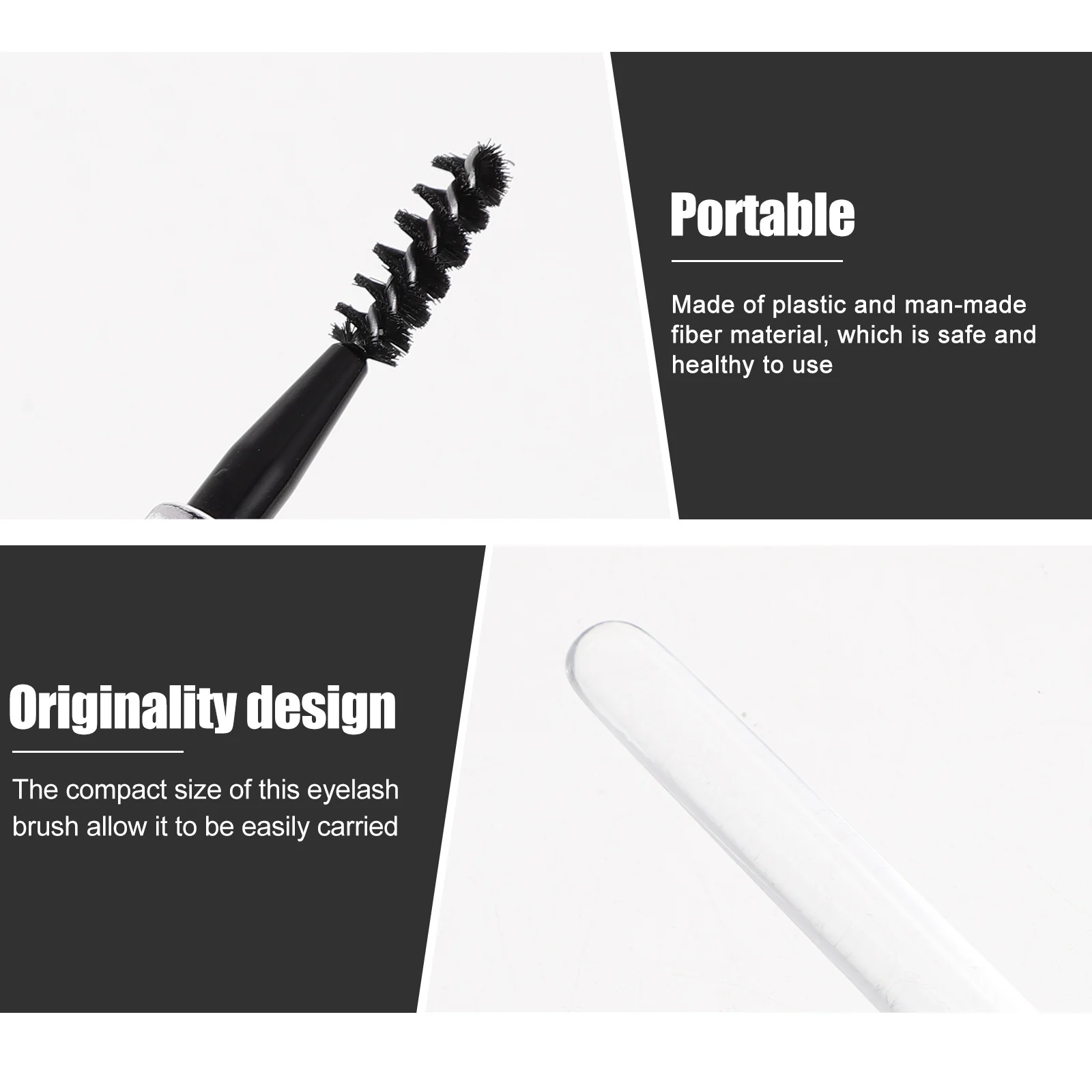 6 個まつげブラシプラスチック繊維コンパクト眉毛コームラッシュブラシ人間工学に基づいたメイクアップツールマスカラアプリケーター旅行