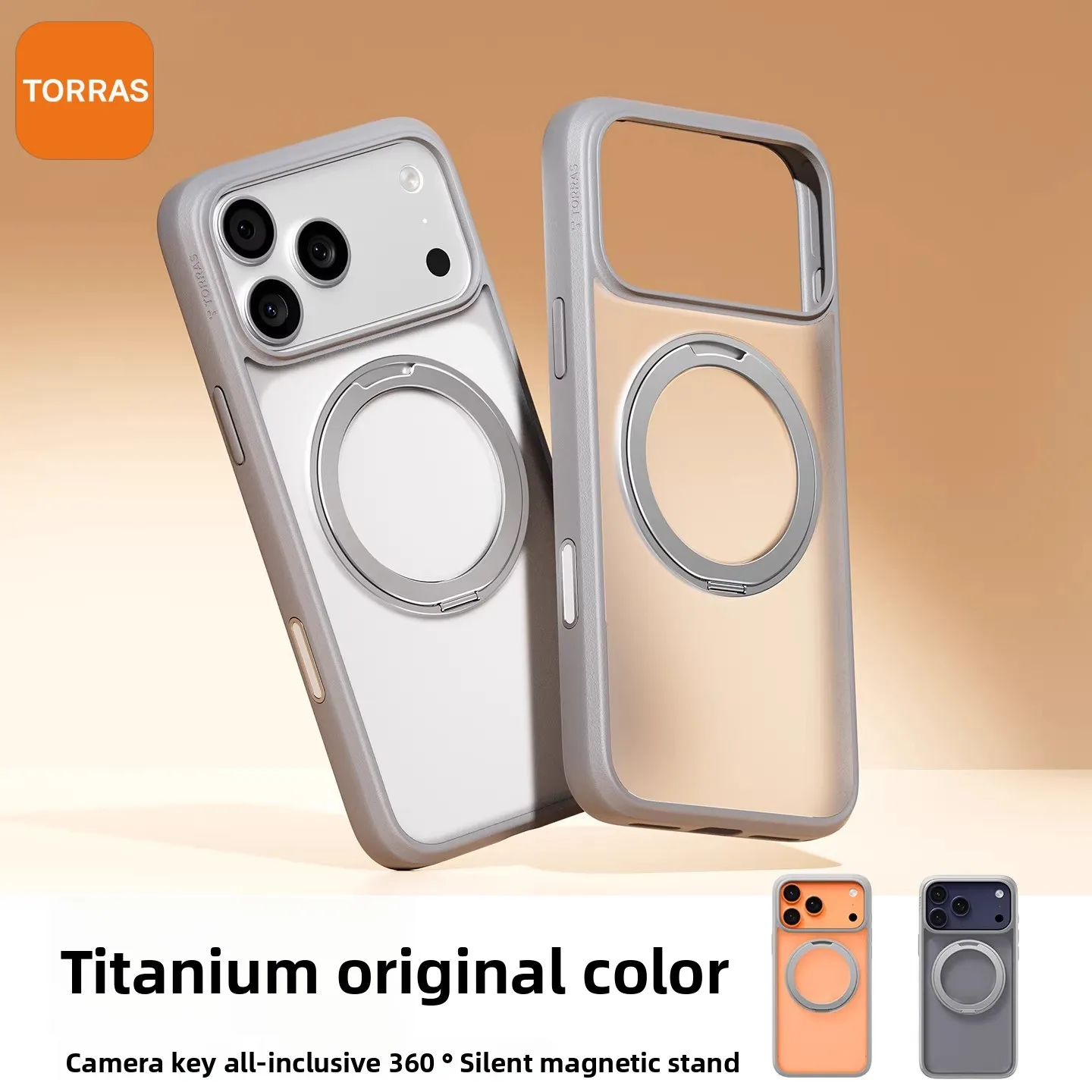 

TORRAS O1S Magnetic Phone Case for iPhone 17 16 Pro Max Rotating Stand Transparent Shockproof Papi Same Style