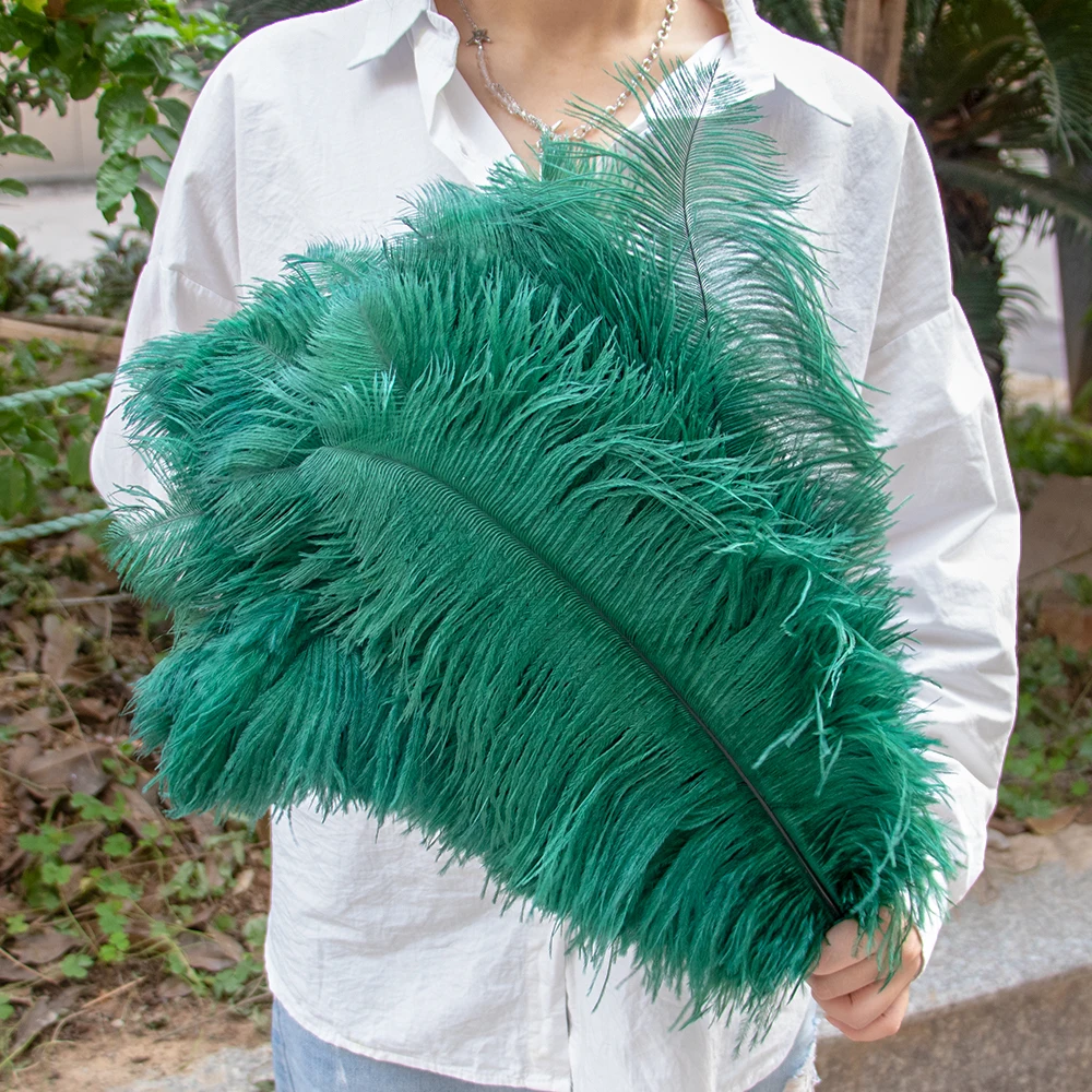 15-60CM 10pcs Ostrich Feathers Bulk for Crafts Wedding Party Home Table Centerpiece Decoration Carnival Ostrich Plume Dark Green