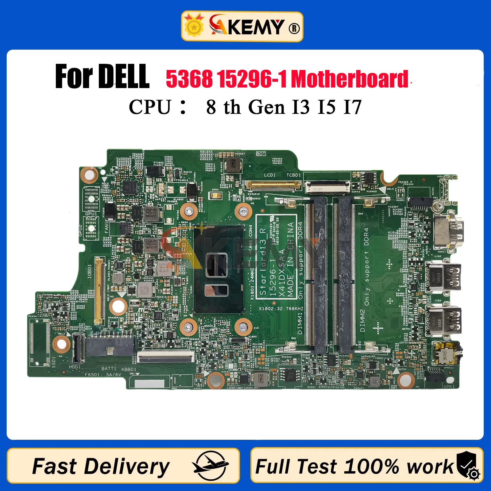 

For Dell Inspiron 13 5368 7368 15 5568 7569 7778 Laptop Motherboard CN-0H95D5 0C1HX7 0JV40X 0P380W 15296-1 100% Fully Tested