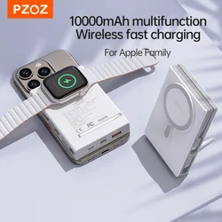 PZOZ 10000mAh Mag-Safe Power Bank Type C QC PD Fast Charging Powerbank With Holder For iPhone 17 16 Pro iWatch Wireless Charger