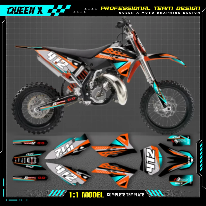 Kits de pegatinas gráficas para motocicleta Queen X MOTOR Cusotm Team, para KTM SX65 SX 65 2009 2010 2011 2012 2013 2014 2015 009