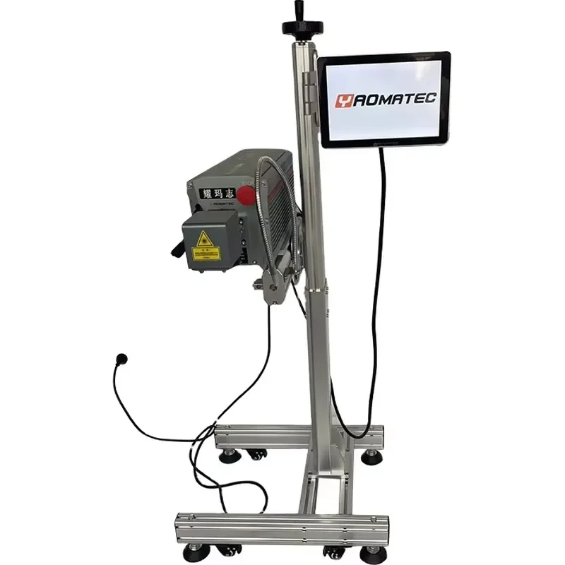 YAOMATEC Online Flying 30W Metal Glass Tube CO2 Laser Marking Date Coding Machine for Plastic Bags Cable Wire PET Bottle