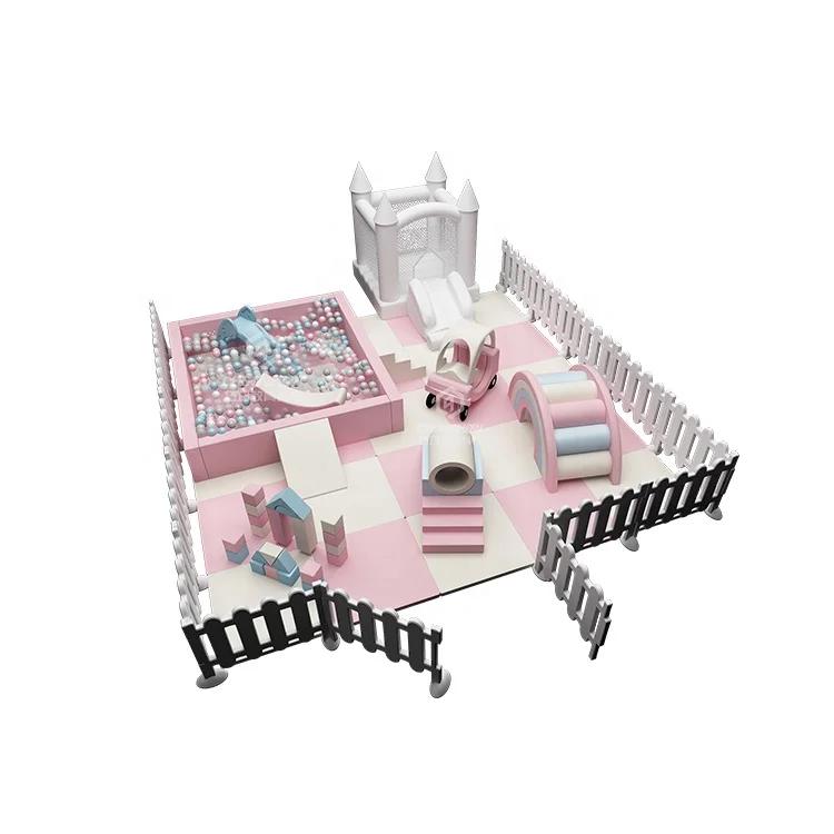 Pink and White Design Kids Party Hire Soft Playground Baby Soft Play Set