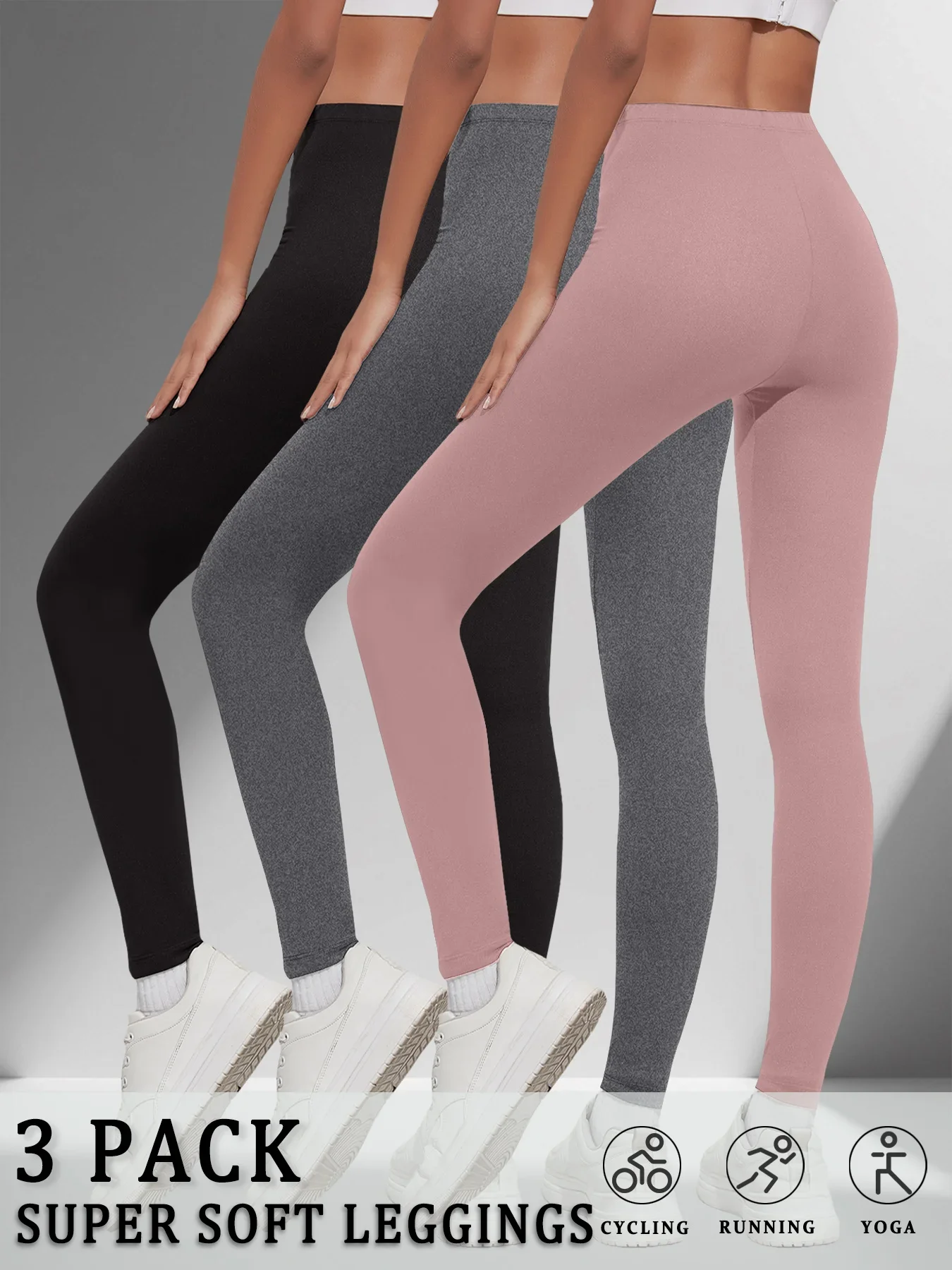 3er-Pack superweiche Damen-Leggings mit hoher Elastizität, nicht durchsichtig, für Workout, Yoga, Laufen, Sport, Push-Up, Fitnessstudio, Fitness