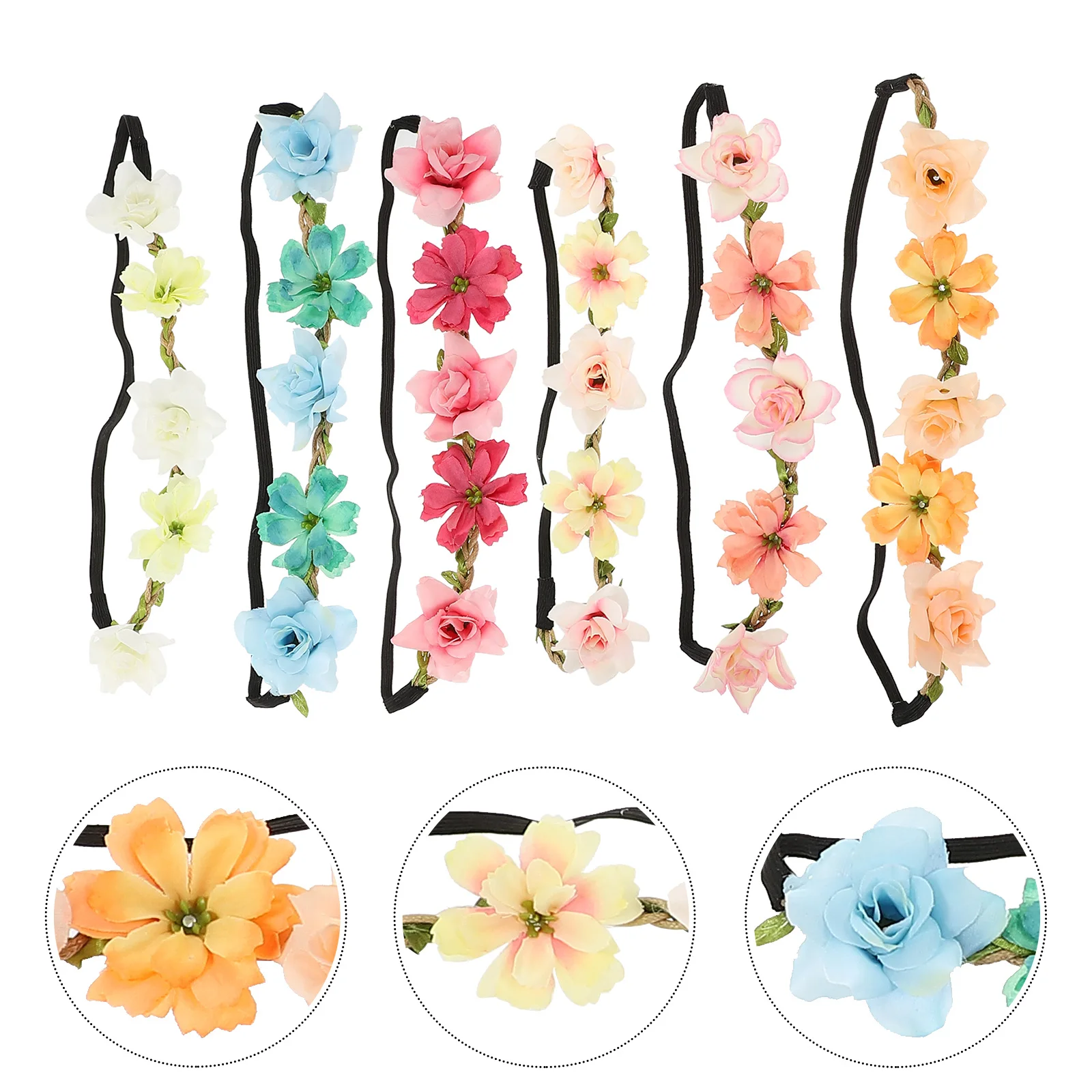 

Rose Headband Flower Wreath Crown Floral Headbands Faux Wreaths Bridal Hair Accessories for Women