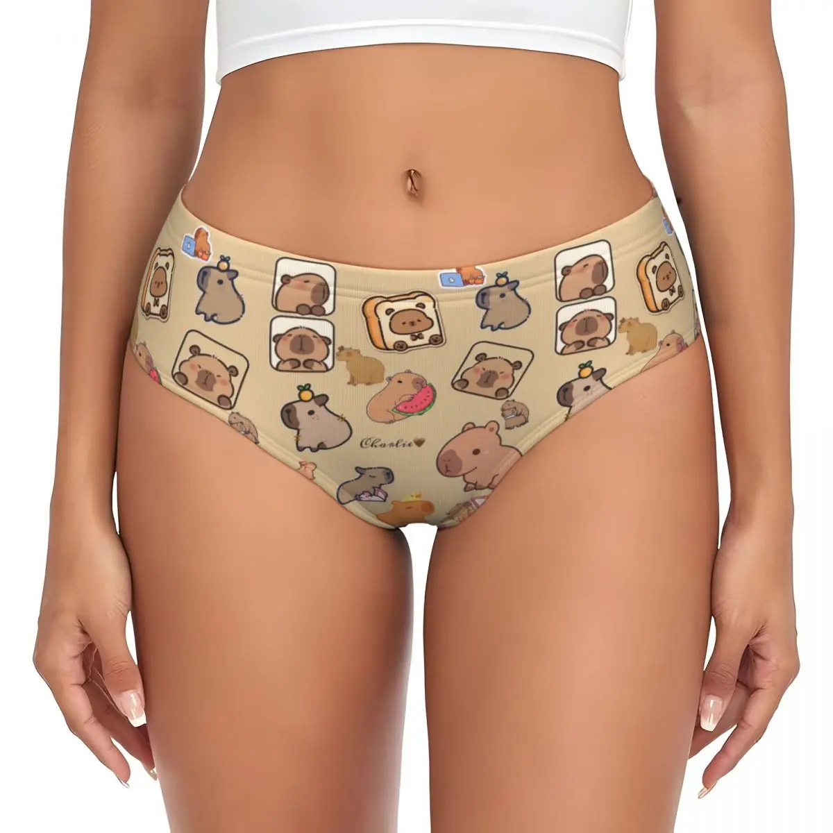 Custom Womens Cute Capybara Brief Panties Female Breathable Underwear Underpants