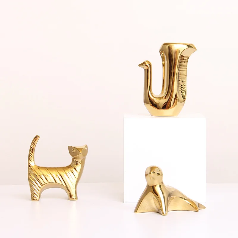 

Mutihome Nordic Peacock Gorilla Sloth Seal Room Decoration Home Decor Items Creative Golden Ceramic Small Animal Home Decor