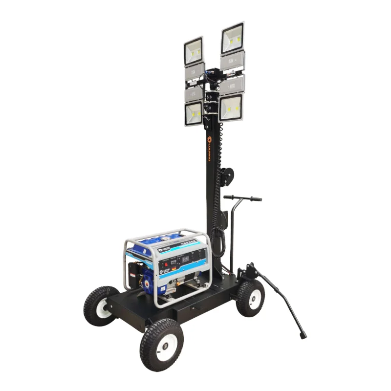 Customized Fuel Driven LED Four Wheel Movable Mobile Lighting Lighthouse Tower System for Emergency Lighting